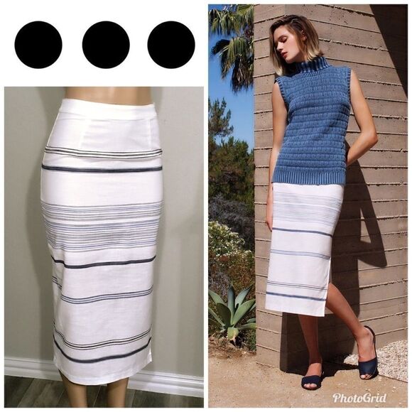 Three Dots blue stripe pencil skirt. NWOT - Picture 1 of 7